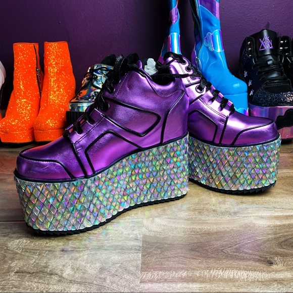 purple platform sneakers